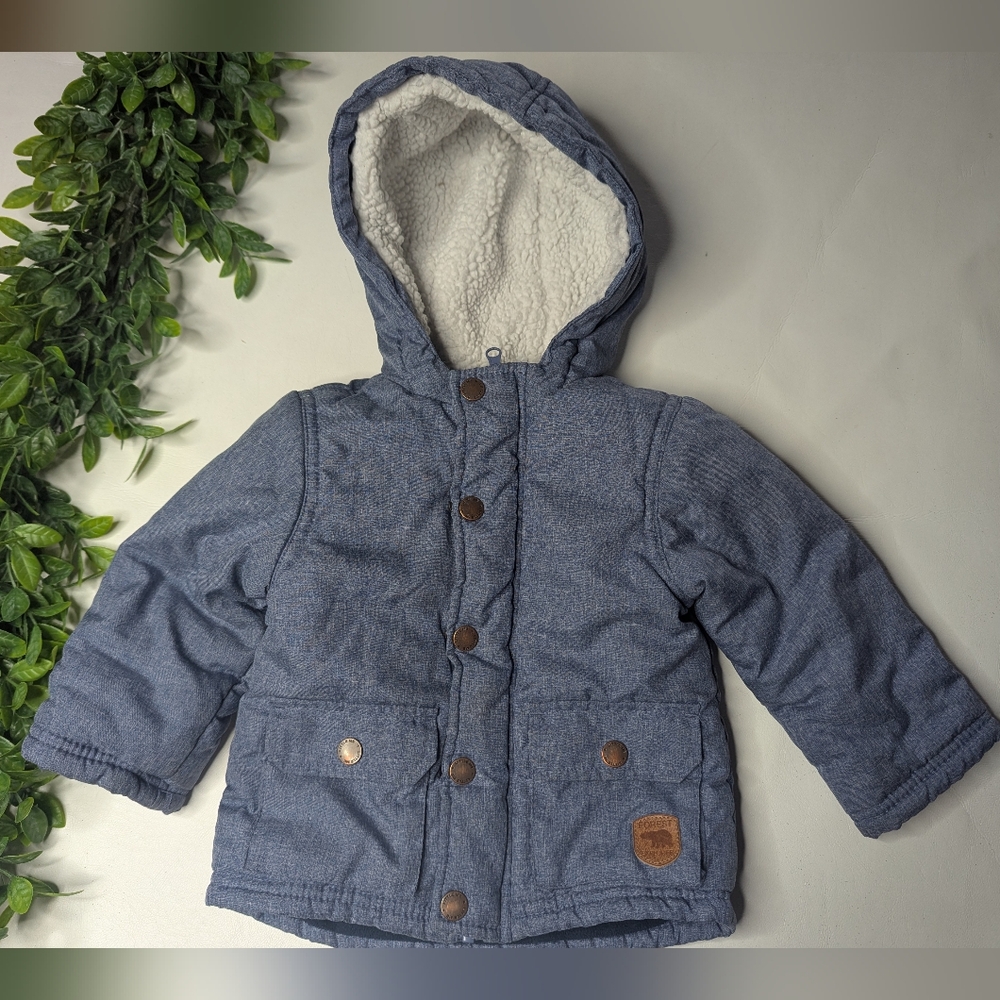 Little Me Blue Zip Up Hooded Jacket Size 12 Months